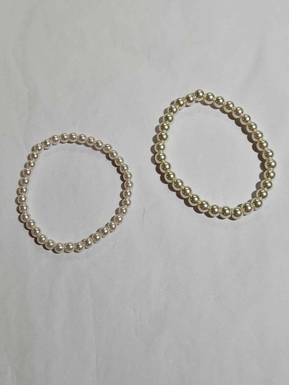 2 Faux Pearl Stretch Bracelets 1 Glass 1 Plastic